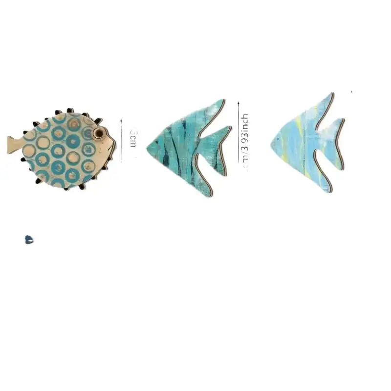 6pcs/set 2D Fish-Shaped Wooden Coasters Anti-skidding Heat-Resistant Beach-Themed Kitchen Decoration Maritime Style Coffee Shop