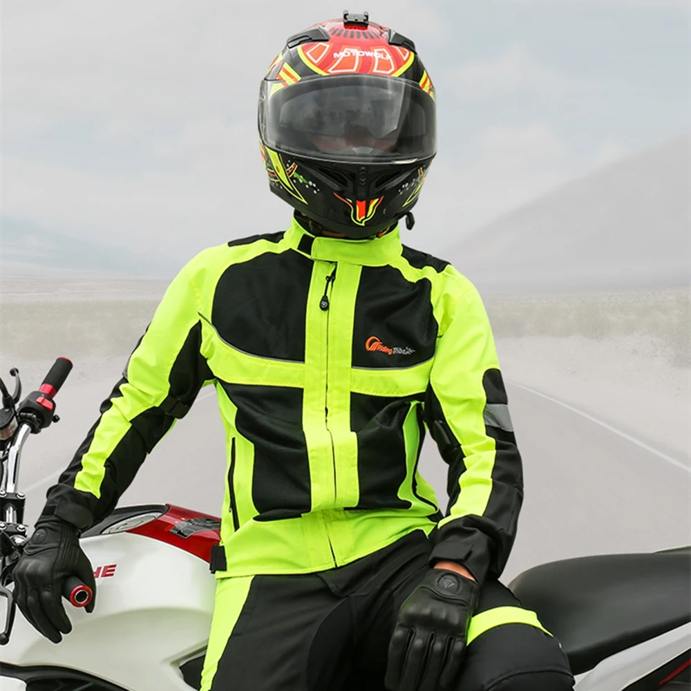 Men Woman Summer Style Breathable Motorcycle Jacket Night High Visible Motorbike Riding Coat with 5pcs Protective pads JK-21