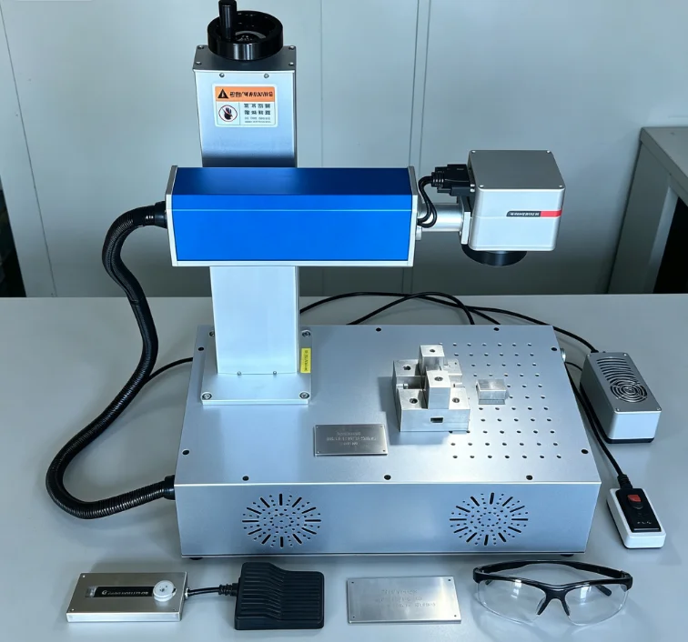 Desktop Fiber Laser Marking Machine,JAX Laser Source Precision Metal Engraver for Stainless Steel Aluminum Jewelry Workshop Tool