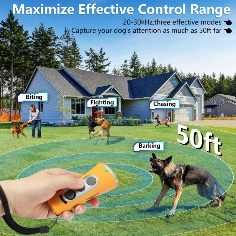

Handheld four-head ultrasonic dog trainer, anti-dog barking and anti-barking device, dual-frequency switching, handheld