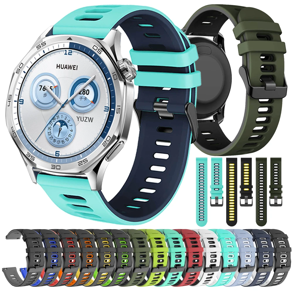 Ремешок 22 мм 20 мм для HUAWEI WATCH GT 4 GT5 Pro 46 мм, ремешок GT 3 SE 2 HONOR Magic Watch4 GS 3 Pro, спортивный силиконовый браслет Correa