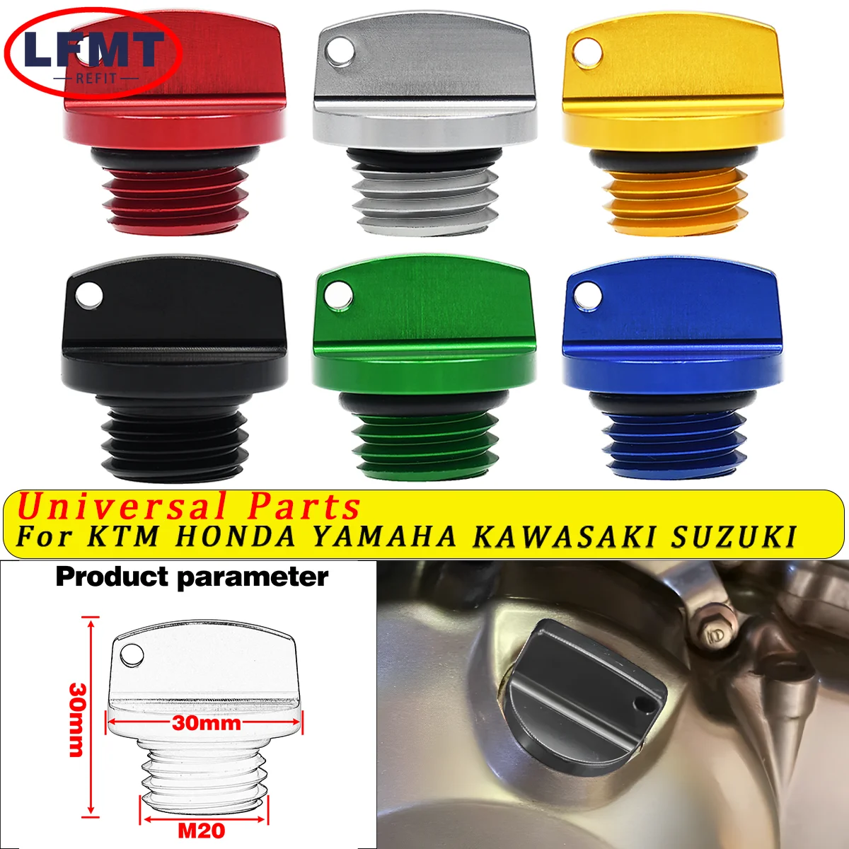 

M20*2.5 Oil Filler Cap Plug For Honda CRF250R CRF450R CRF250L/M For YAMAHA YZ 68 85 125 250 YZ1250 YZ250 YZ 250F 450F WR250F