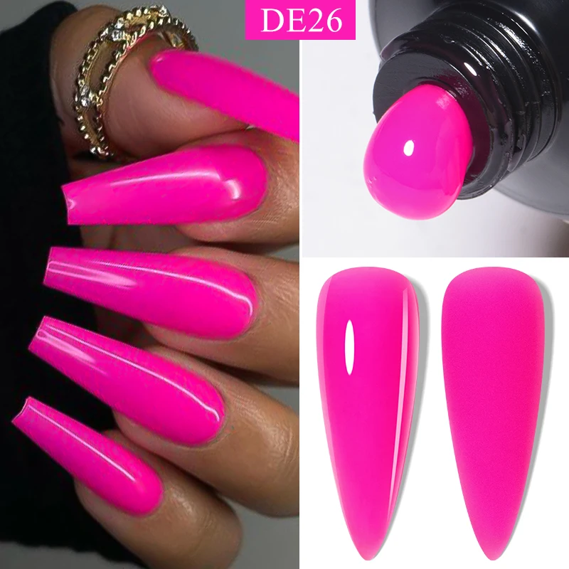 

20ml Neon Nude Poly Nail Extension Gel Bright Fluorescent Gel Pink Green Quick Building Nail Semi Permanent Finger Varnish