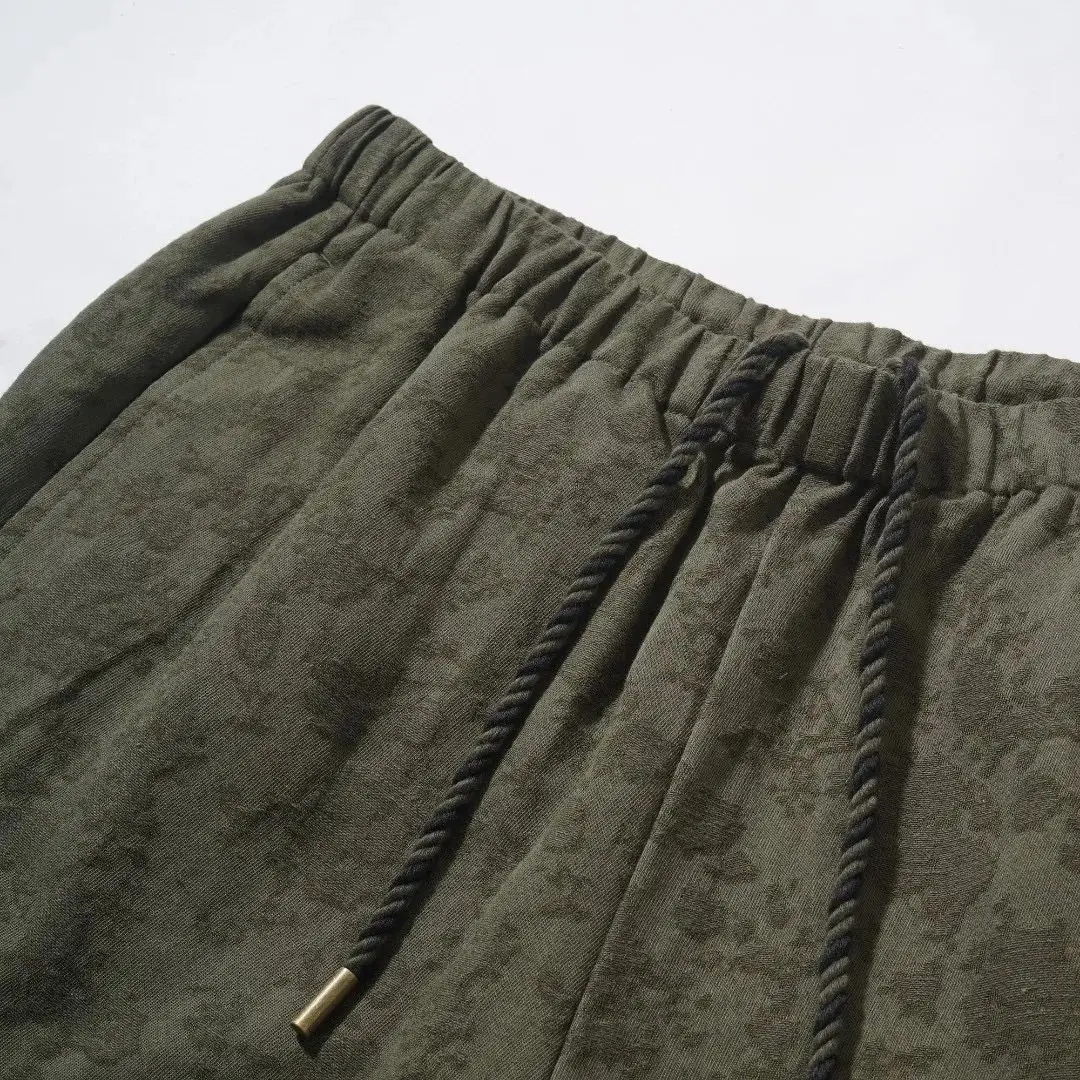 Spring Outfit - Seasonal Jacquard Original Designer Loose Fit Military Green Trendy Casual Straight Pants