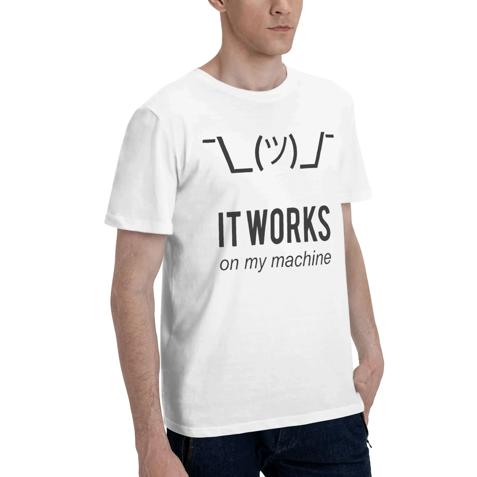It Works on My Machine Programmer T Shirt Men's  100% Cotton Novelty T-Shirts Round Collar Computer Tee Shirt Short Sleeve Tops