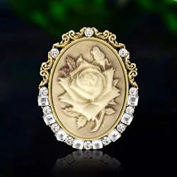 Pearl Beautiful Girl Head Brooches for Women Enamel Ladies Pin Event Party Backpack Decoration Clothes Accessories