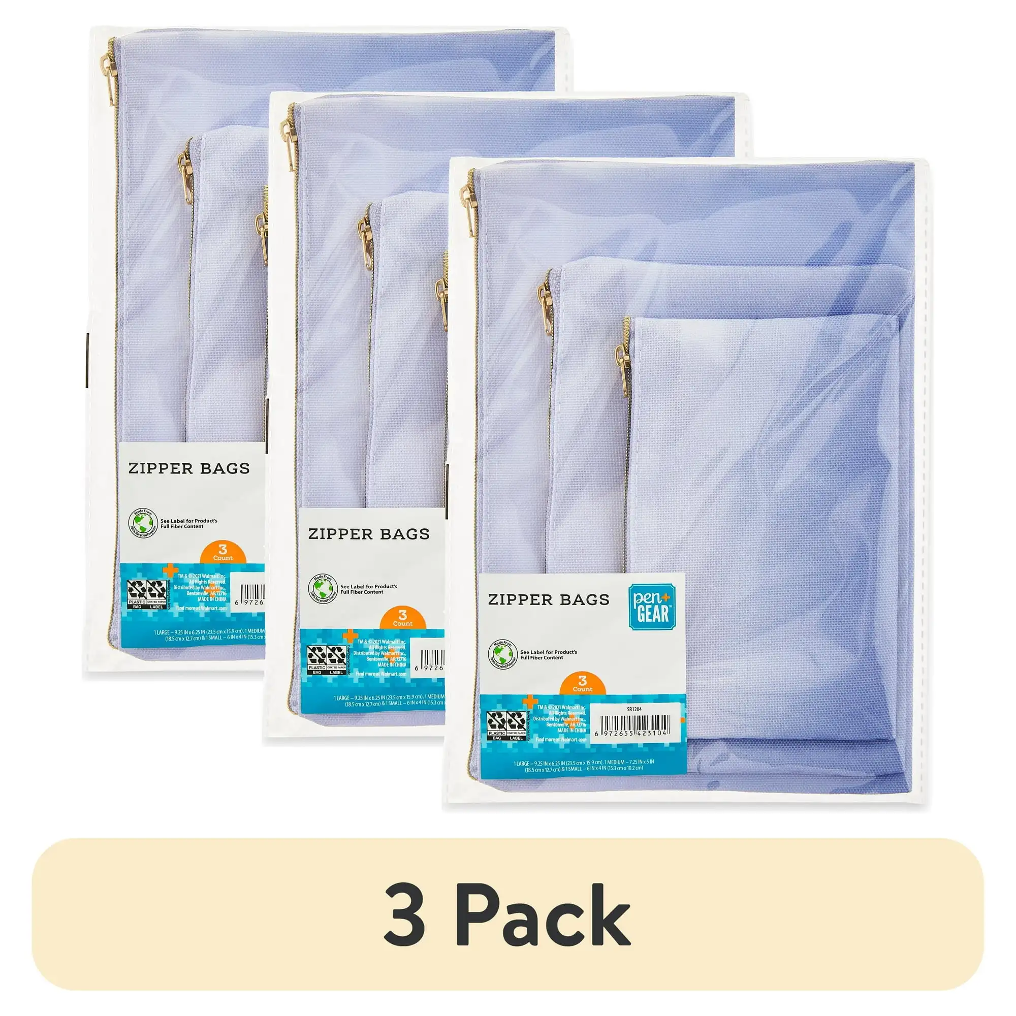 

(3 pack) Pen+Gear 3-Pack Multifunctional File Organizer Bags with Zipper, Purple