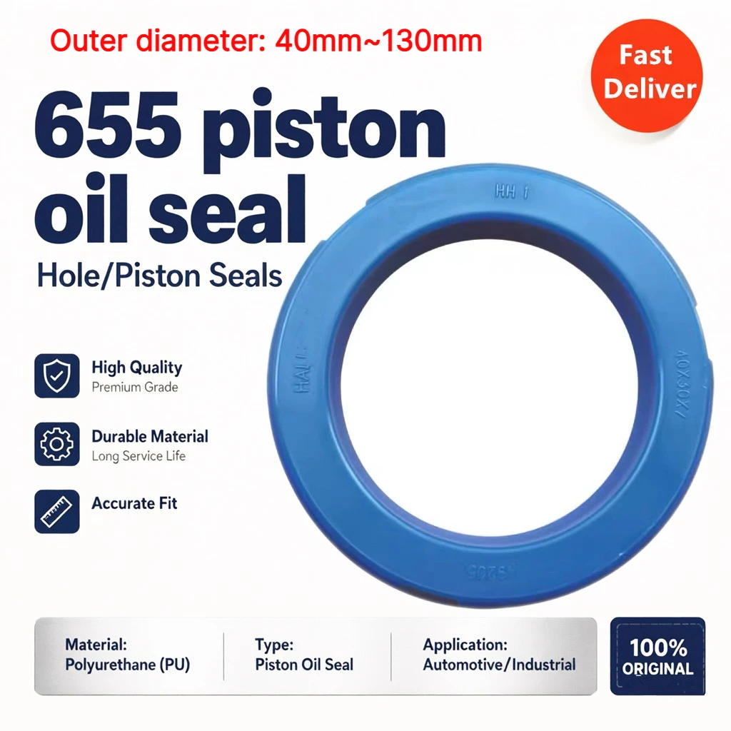 655 Piston PU Oil Seal Outer Diameter: 40mm~130mm Double Lip Single Action Hole/piston Seals Machinery Hydraulic Cylinder