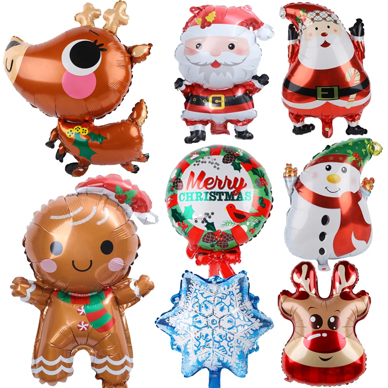 Mini Aluminum Foil Balloons Santa Snowman Gingerbread Man XmasTree Balloons Children New Year Toy Gift for Home Xmas Party Decor