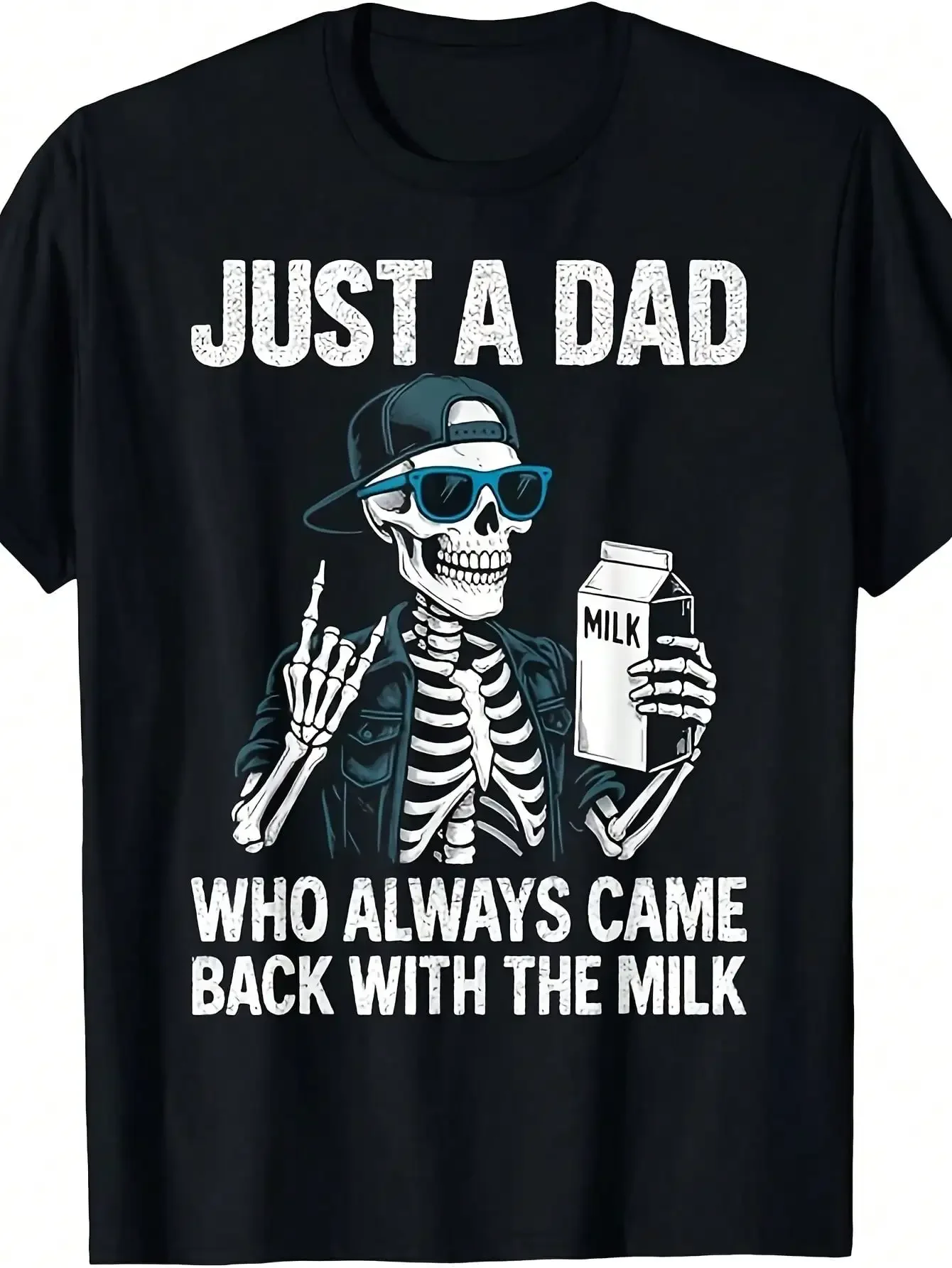 Funny Just A Dad Who Always Came Back With The Milk T-Shirt For Men-Retro Dad Joke Graphic Tee With Milk Runy Gifts s-5xl