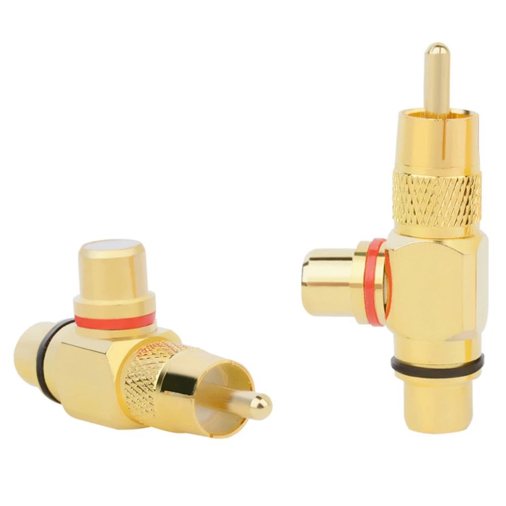 Vergulde Rca Mannelijk Naar 2 Vrouwelijke Rca Splitter Adapter Av Video Audio T Plug Rca 3 Way Plug R Connector