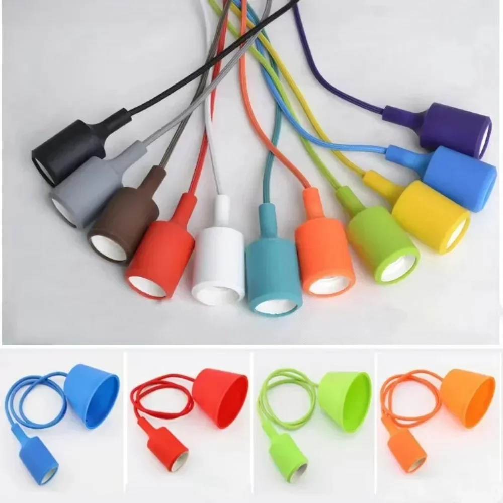 Portable Colorful Light Bulb Chandelier Pull Cord Light Outdoor Garden Party Wedding Hanging LED Silicone Light Lamp