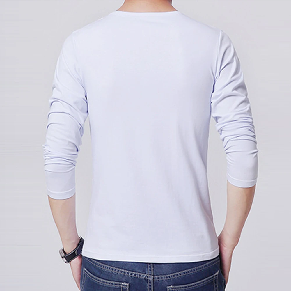 Men\'s Crew Neck Long Sleeve T-Shirts Solid Color Casual Slim Fit T-shirt Fitness Sport Tops Undershirts Men Clothing