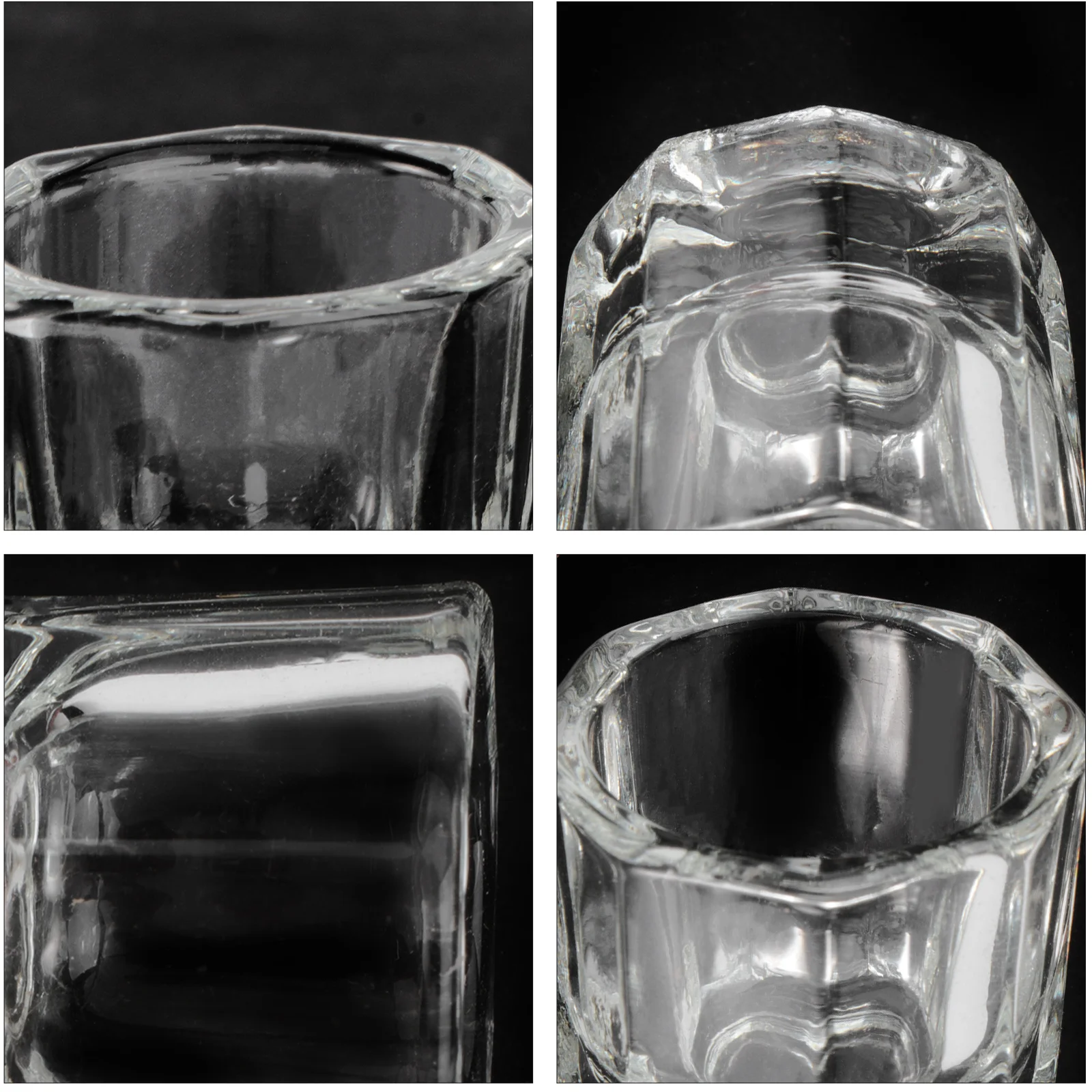 2Pcs Manicure Glass Crystal Cups Portable Tint Bowls Nail Technician Tool for Salon and Home Manicure Glass Cups