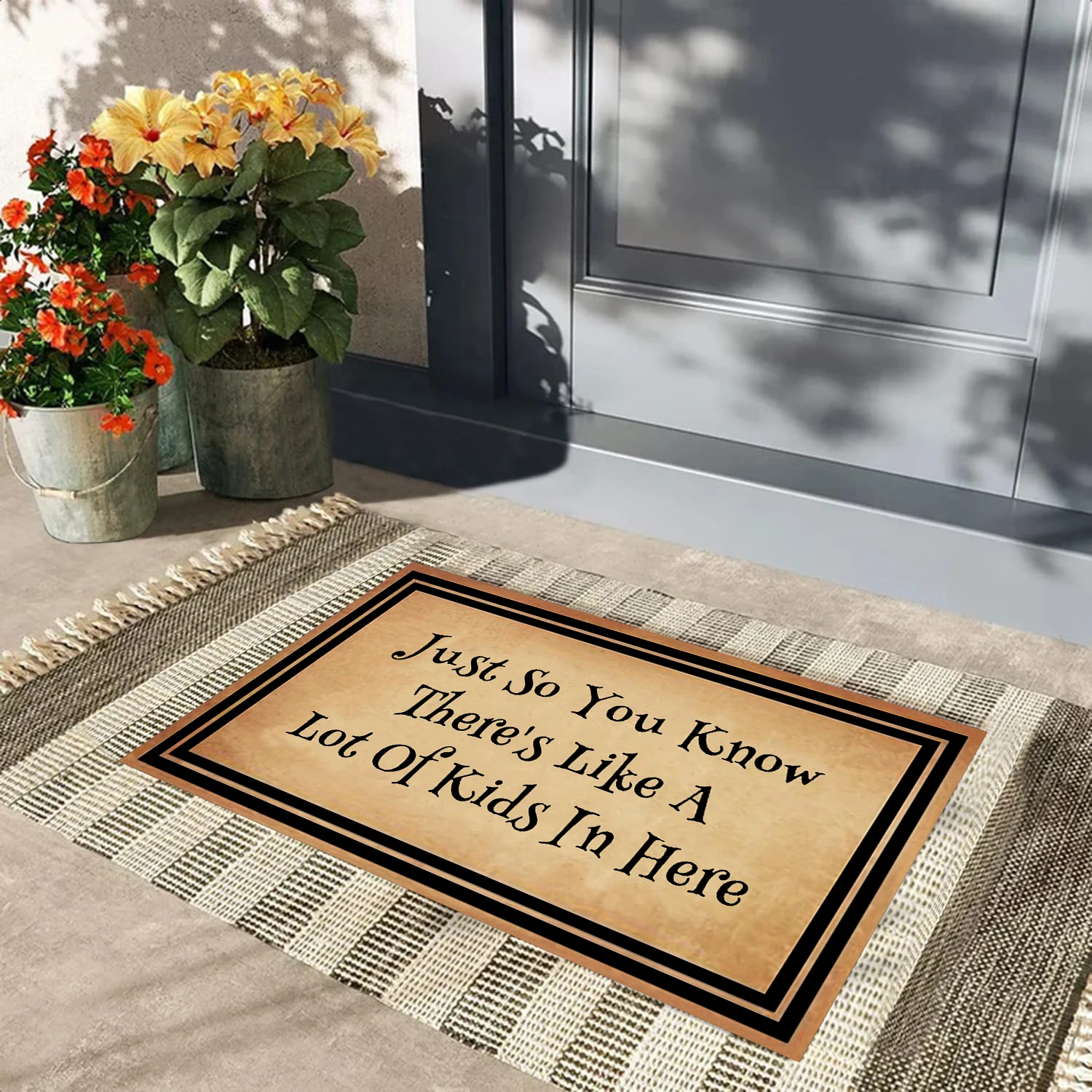 

Funny Doormat for Entrance, Just So You Know There Are A Lot of Kids in Here Door Mats, Outdoor Floor Mat, Indoor Rugs Kitchen