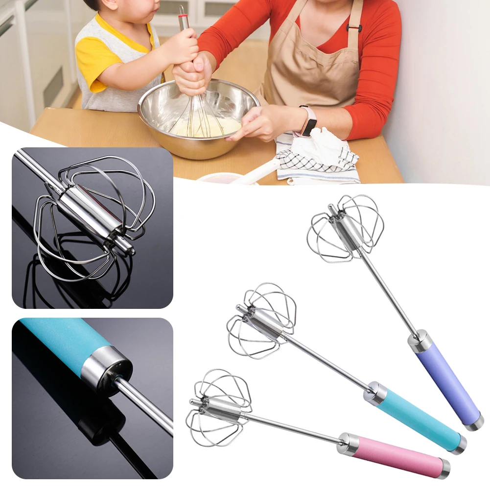 Semi Automatic Stainless Steel Egg Whisk,Multifunctional Hand Mixer Blender,Egg Beater for Whisking Stirring Kitchen Accessories