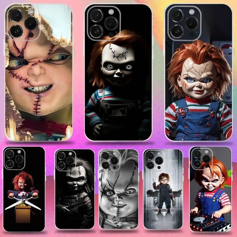 

Chucky Doll Evil Children's Game Phone Case For iPhone 16,15,14,13,12,11 Pro,Max,Plus,X,XS,XR,SE,Mini Transparent Silicone Soft