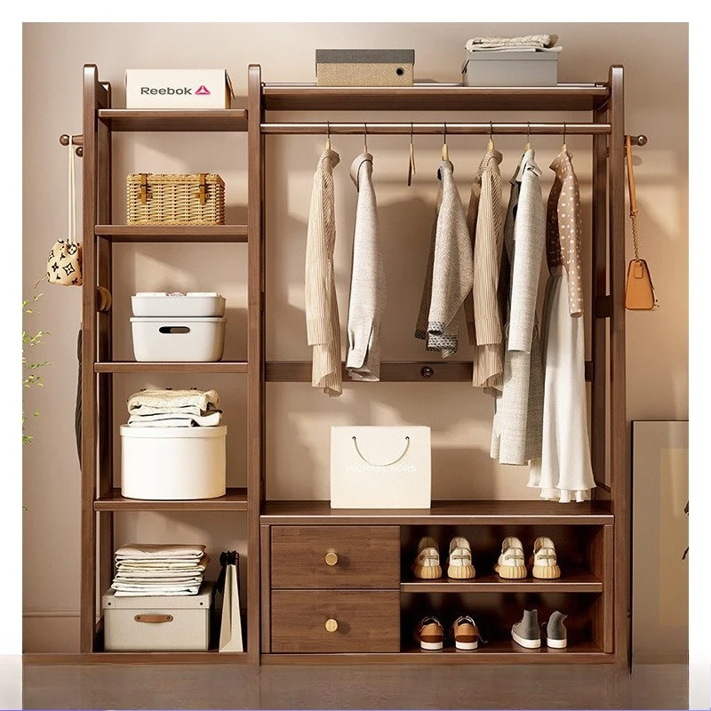 Solid wood hanger floor-to-ceiling bedroom home with storage cabinet can sit on coat rack living room storage