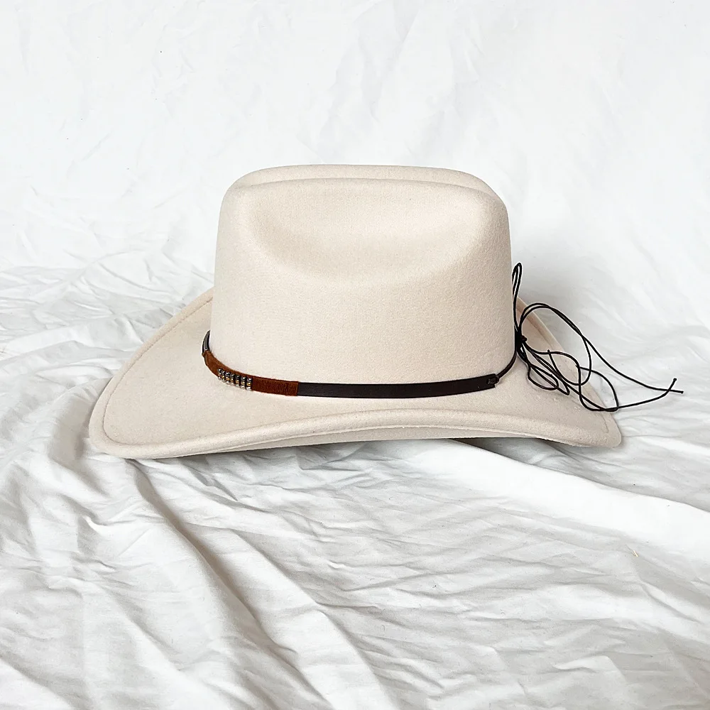 New Men Women Western Cowboy Hat With Belt Winter Autumn Church Jazz Elegant Cowgirl Sombrero Caps