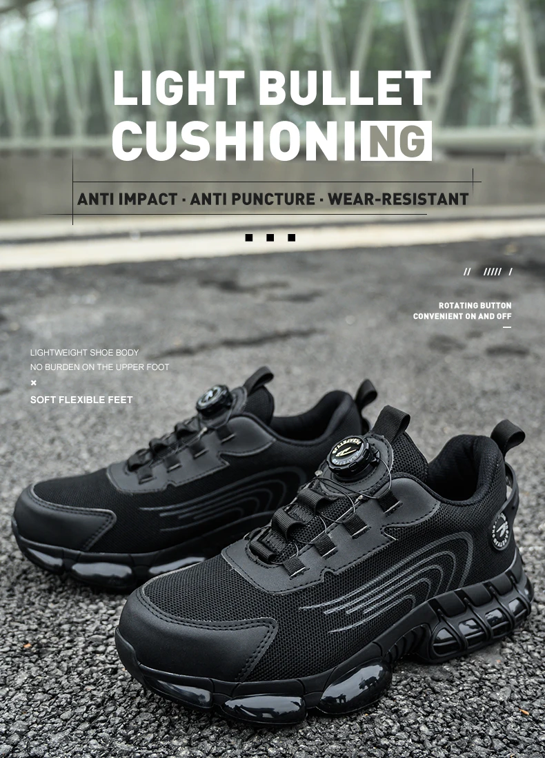 Rotierende Knopf Sicherheitsschuhe Männer Stahlkappe Sneaker Air Kissen Arbeit Mann Pannensichere Arbeitssicherheit Industrielle Schutzschuhe – Detail 3