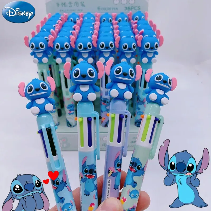 4/36Pcs Diseny Cartoon Stitch Doll 6/10 Colors Ballpoint Pen Student Supplies Student Stationery Children Graffiti Multi-coloPen