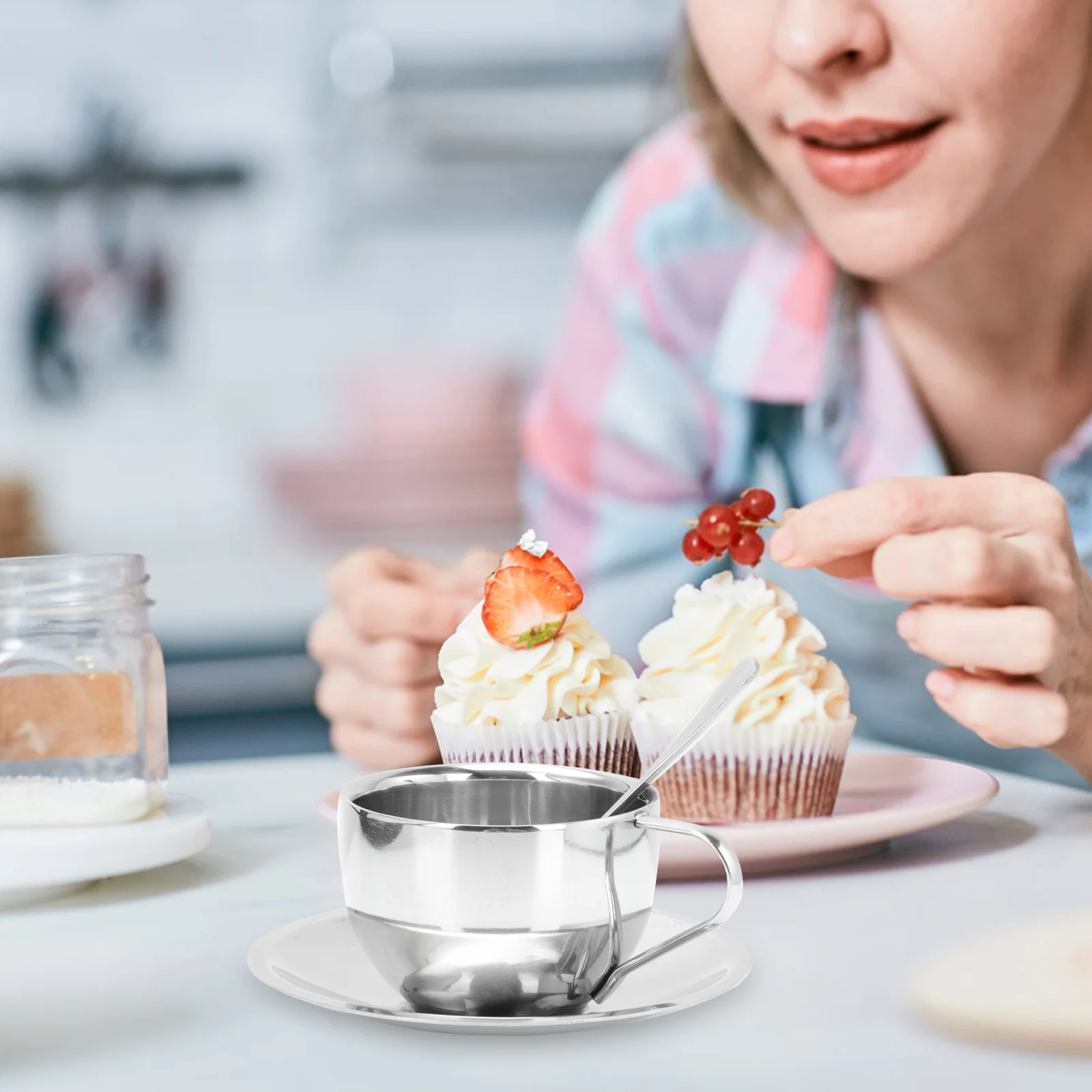 

1Set Tea Cup Set Modern Simple Design Light-Luxury Style Large Capacity Mug for Home Office Bar Cafe Use Tea Cup Set