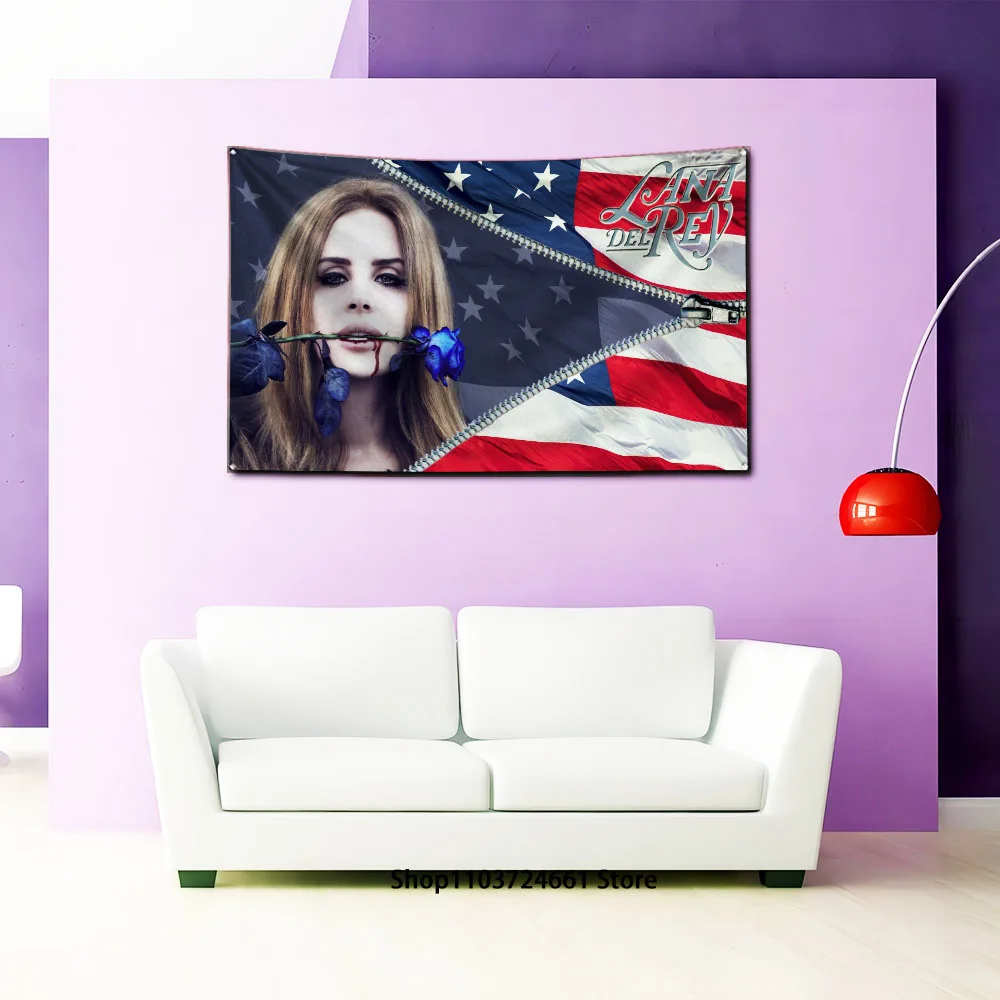 90x150cm American singer Lana Del Rey Flag arazzo, decorazione della parete, stanza estetica, arazzo Art déco dormitorio Banner