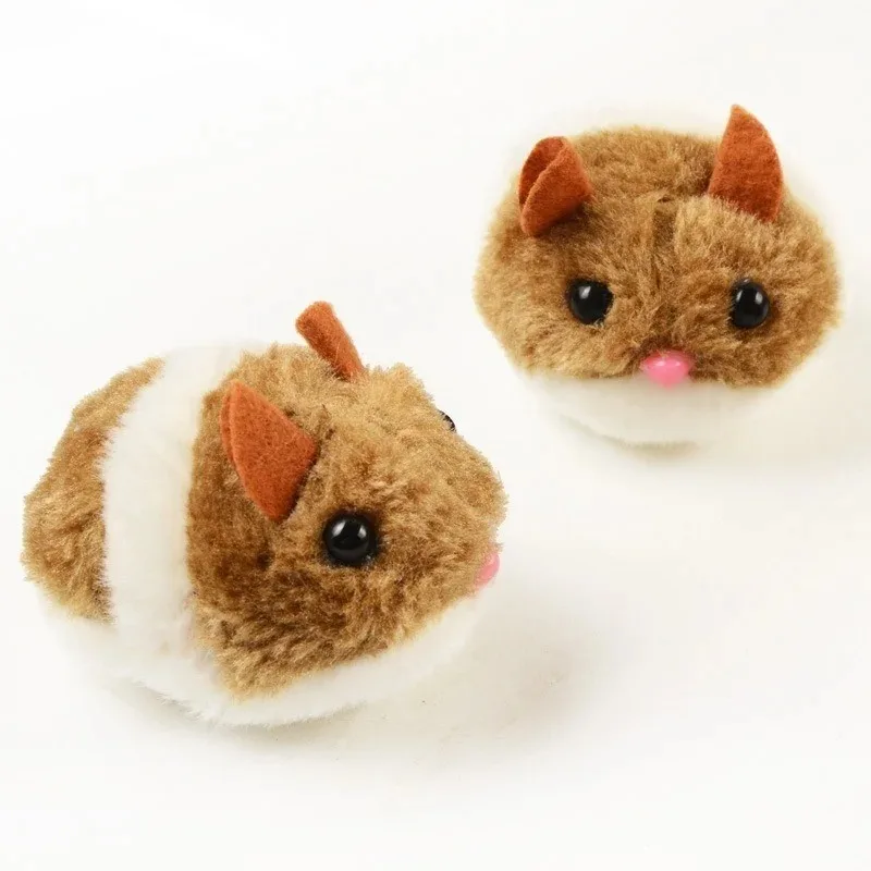 Brinquedos interativos de hamster de pelúcia simulação animal de estimação gatinho segurança mouse de pelúcia brinquedo mecânico vai virar e fugir
