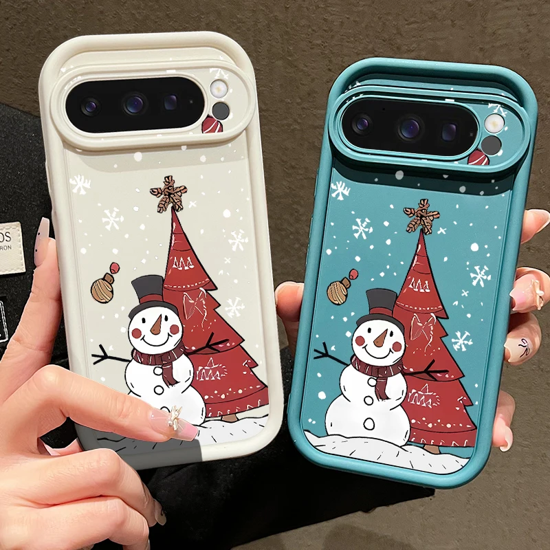 Для Google Pixel 10 Pro Чехол Снеговик Красная Рождественская елка Узор Противоударный бампер Чехол Fundas Для Pixel 9 Pro XL 8 7 9A 8A 7A