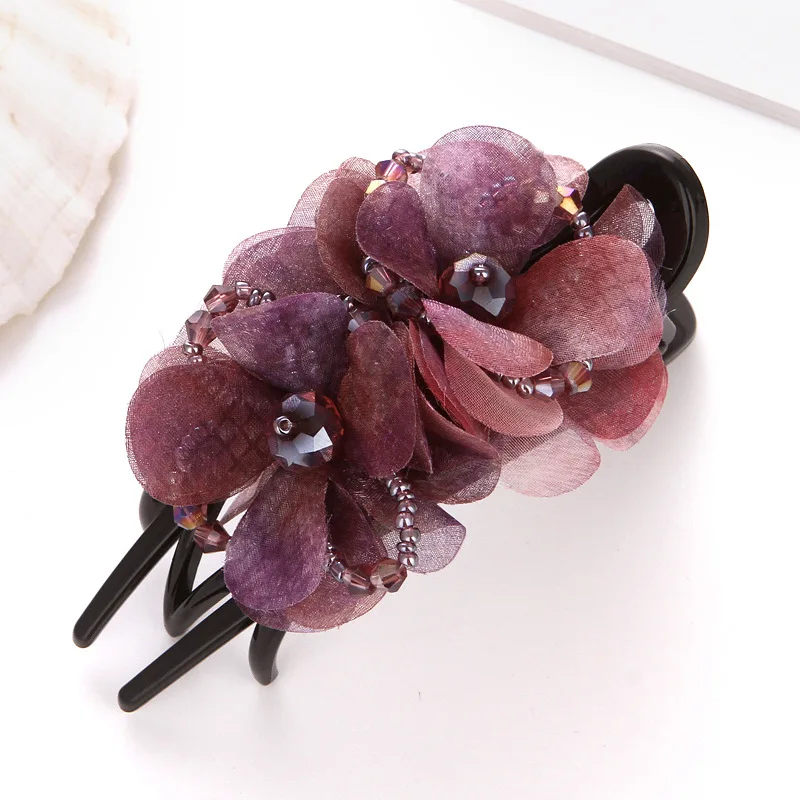 Fashion Elegant Silk Rose Bridal Hairpin Hair Accessories For Women Retro Luxury Fabric Flower Claw Clip Headwear Mom\'s Jewelry