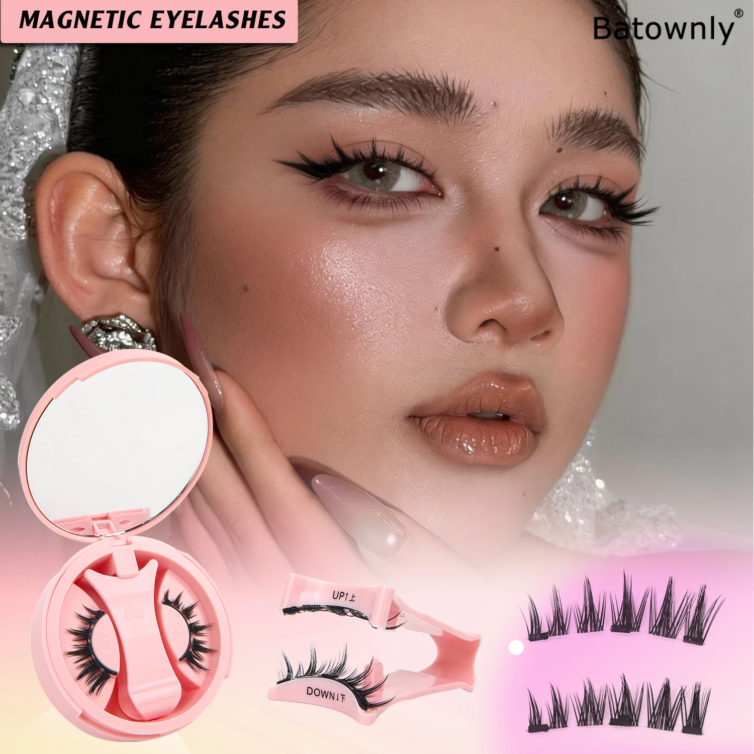 1 Pair, Magnetic Eyelashes, Anime Style, Magnetic Eyelash Set, Reusable, No Glue Needed, Suitable for Sensitive Eyes, Comic-Like Look, Moisturizing Effect, Suitable for Daily Makeup