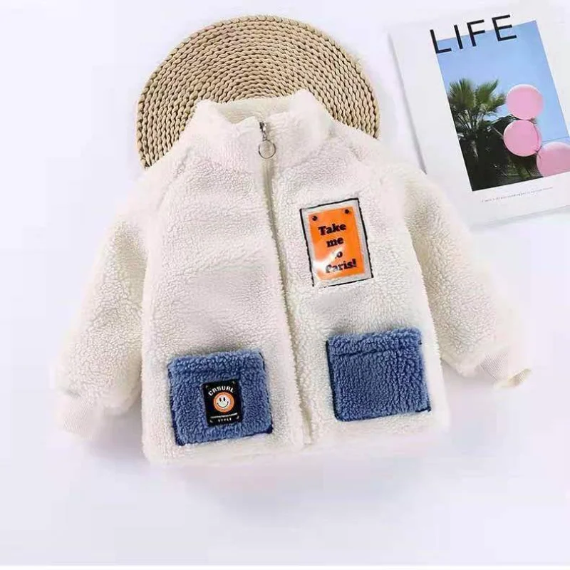 Children's Clothing Preppy Style Spring and Autumn New Fashion Zipper Simplicity Printing Round Neck Long Sleeve Versatile Coat