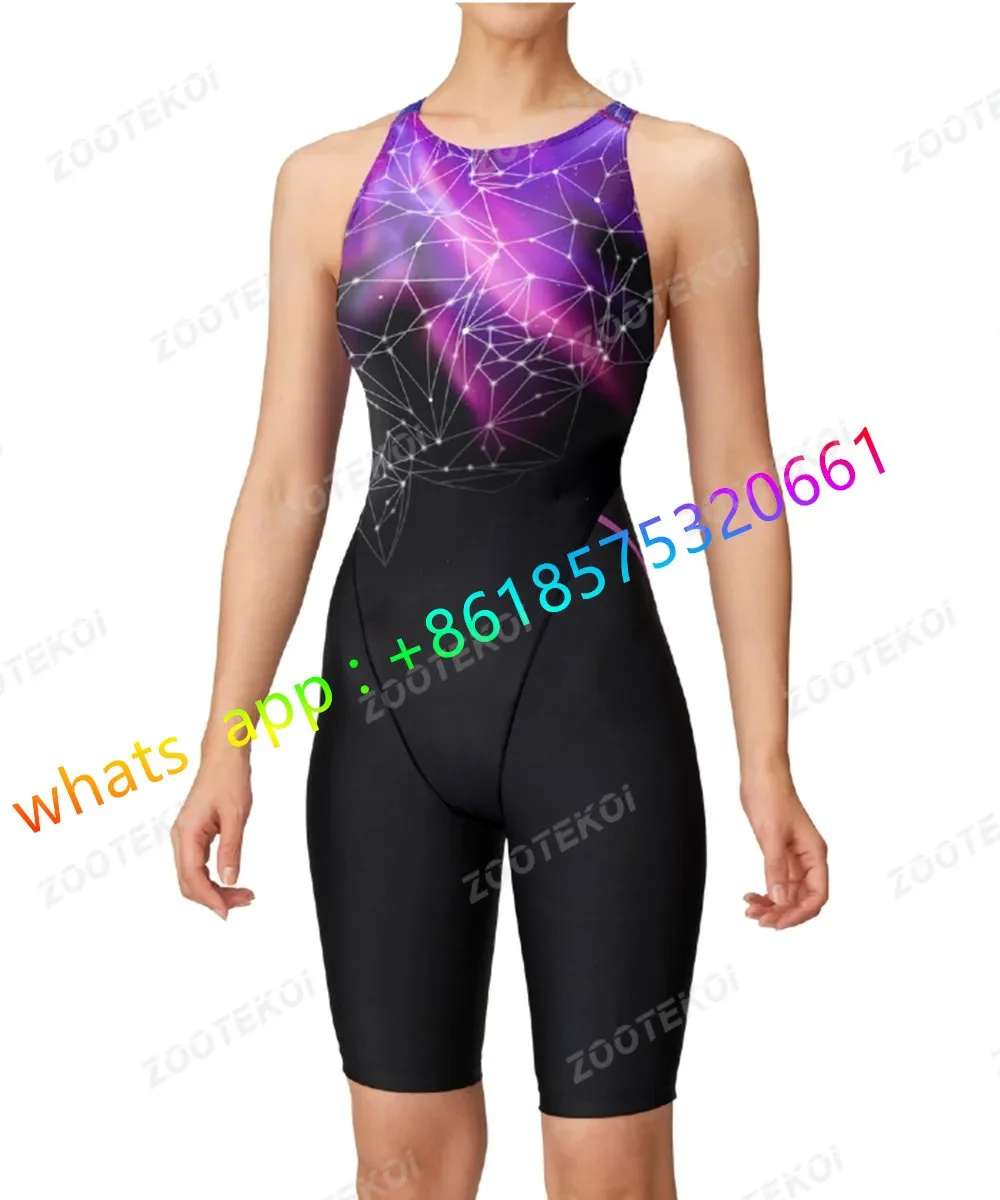 Costumi da bagno concorrenza lunghezza al ginocchio un pezzo wimsuit donna Triathlon body Bikini Beach Wear Sport Comfort costume da bagno