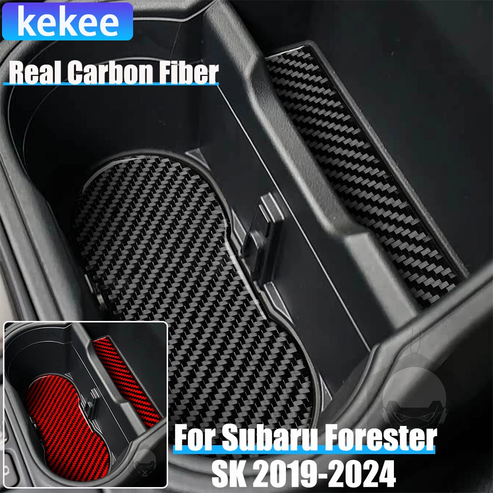 

Real Carbon Fiber Car Accessories Center Cup Pad Trim Cover Soft Sticker For Subaru Forester SK 2019 2020 2021 2022 2023 2024