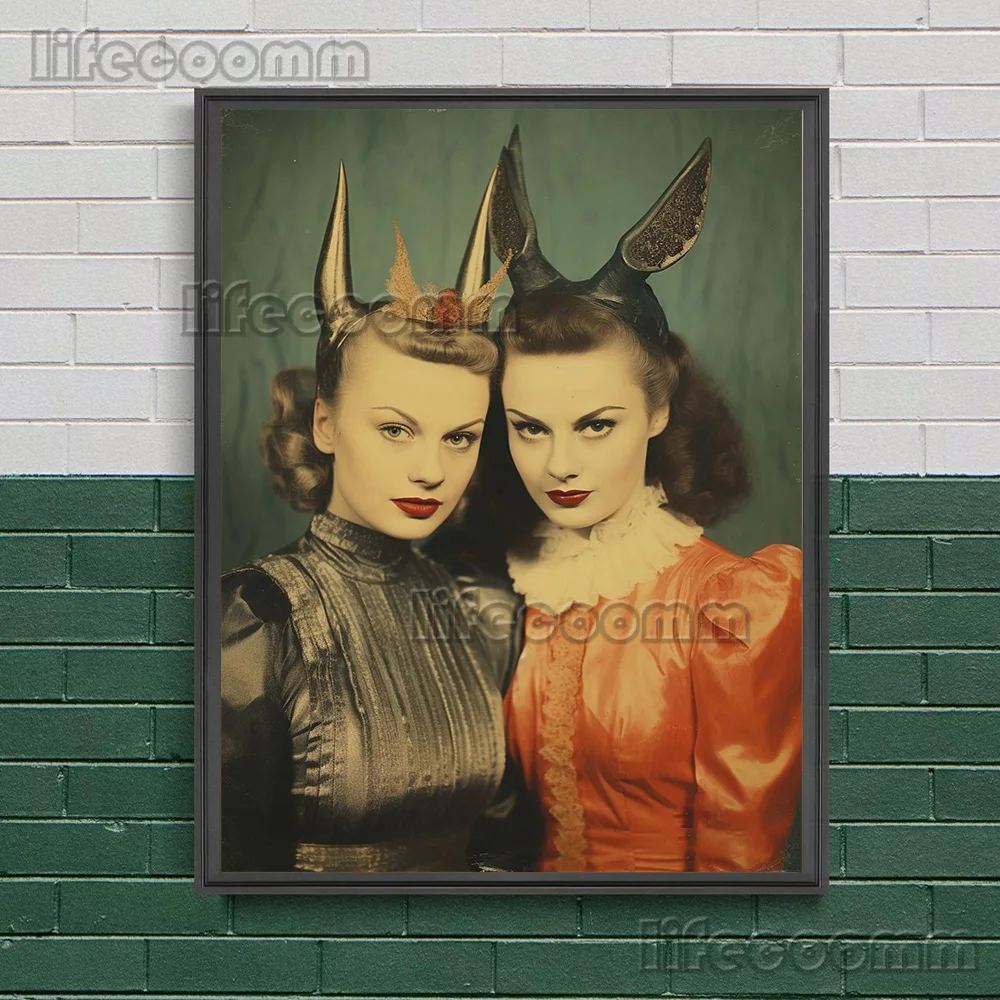 رمز شيطان غريب، تصوير عتيق، طباعة قماشية فنية جدارية، الأخوات الساحرة، صورة قوطية، ملصق فني وطباعة، ديكور منزلي #4
