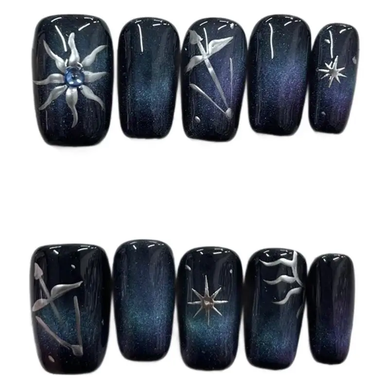 Nailover  Hand-Worn Jiaxin Chinese Black, Purple and Blue Magic Color Cat Eye Sun Constellation Cupid