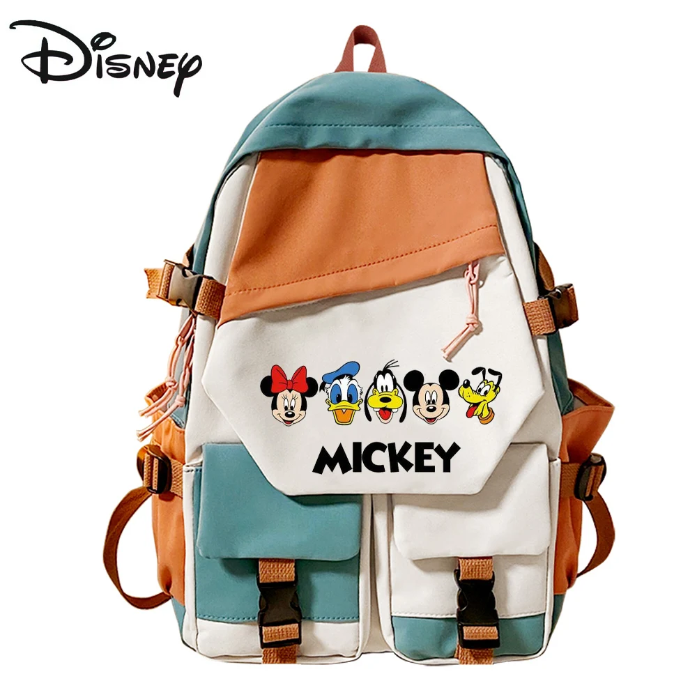 Disney Backpack Boys Girls Kawaii Mickey Mouse Cartoon Schoolbag Teenager Waterproof Schoolbag Mochila Disney Gift for Kids