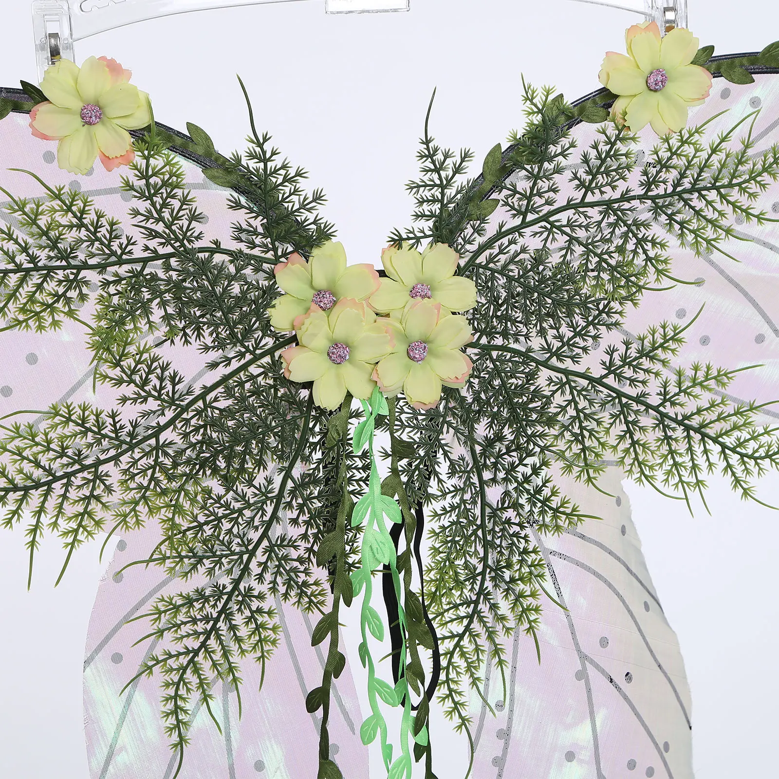 Forest Fairy Butterfly Fairy Wings with Flower Rattan for Women Girls Cosplay Flower Fairy Princess Halloween Costume Accessorie