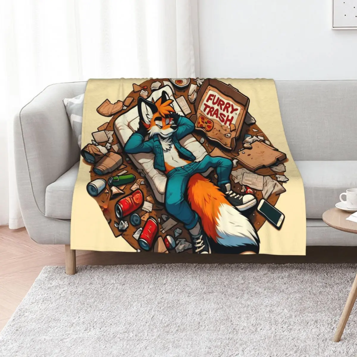 

Anthro Furry Trash Fox Art Throw Blanket for babies Thermals For Travel christmas gifts Tourist Blankets