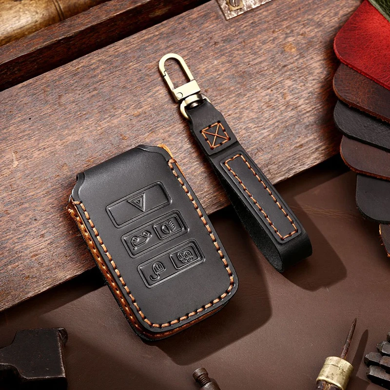 Leather Car Key Case Cover Fob for Jaguar XFL XEL Land Rover Rangerover Evoque Accessories Discover 5 Freelander Keychain Holder