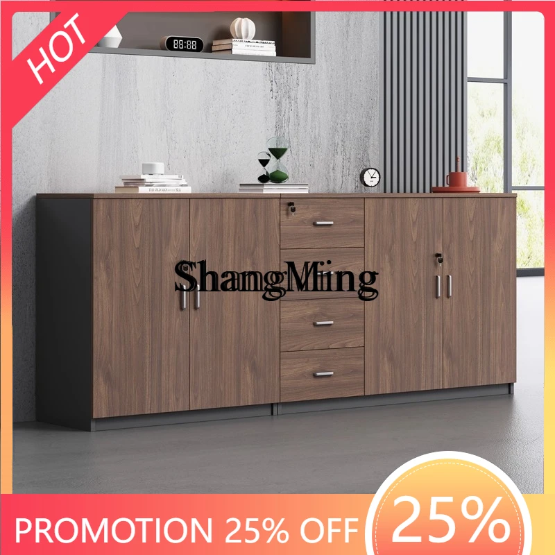 

SM household white file cabinet wooden file cabinet with combination lock office bookcase