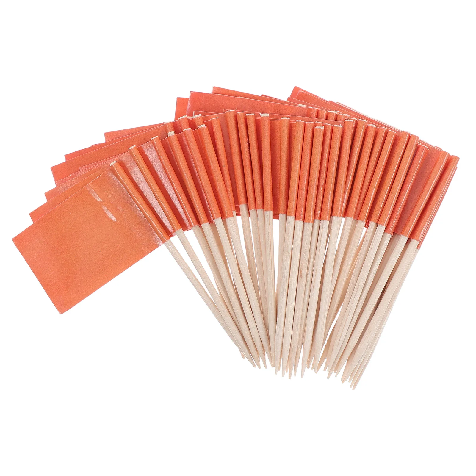 

100 Pcs Cake Toothpick Flag Blank Small Flags Cheese Markers Topper Ordinary Decoration Orange Picks Mini