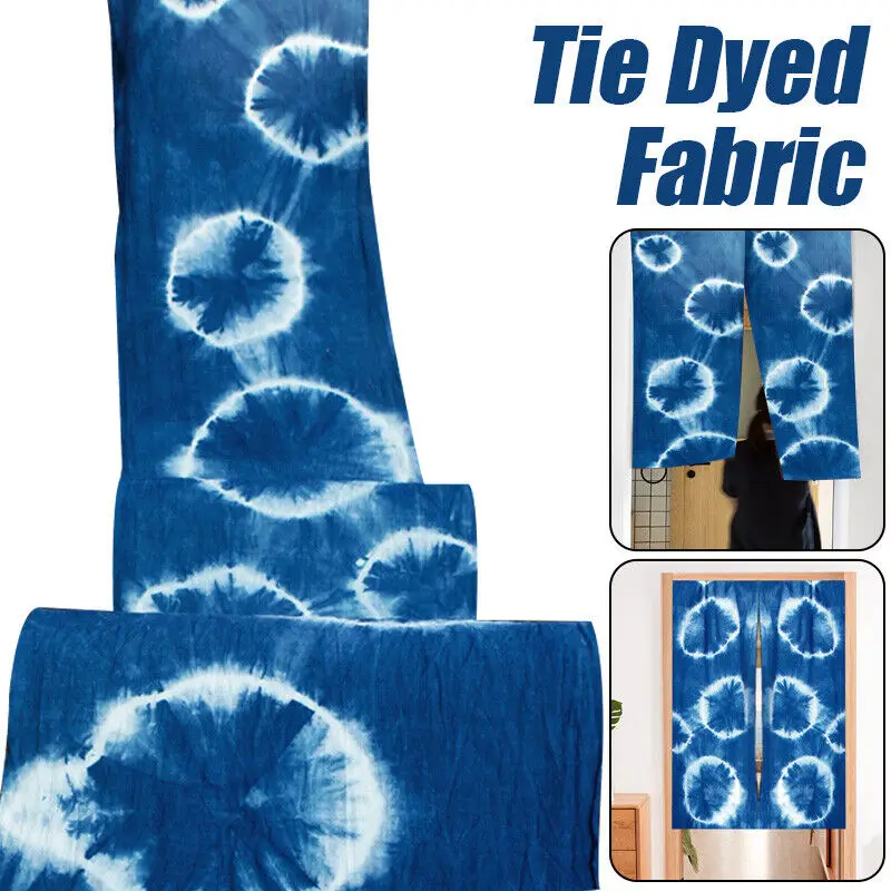 Handmade Blue Tie Dye Cotton Fabric Ethnic Style DIY Partition Door Curtain Sew Craft Clothing Supplies 100x41.5cm