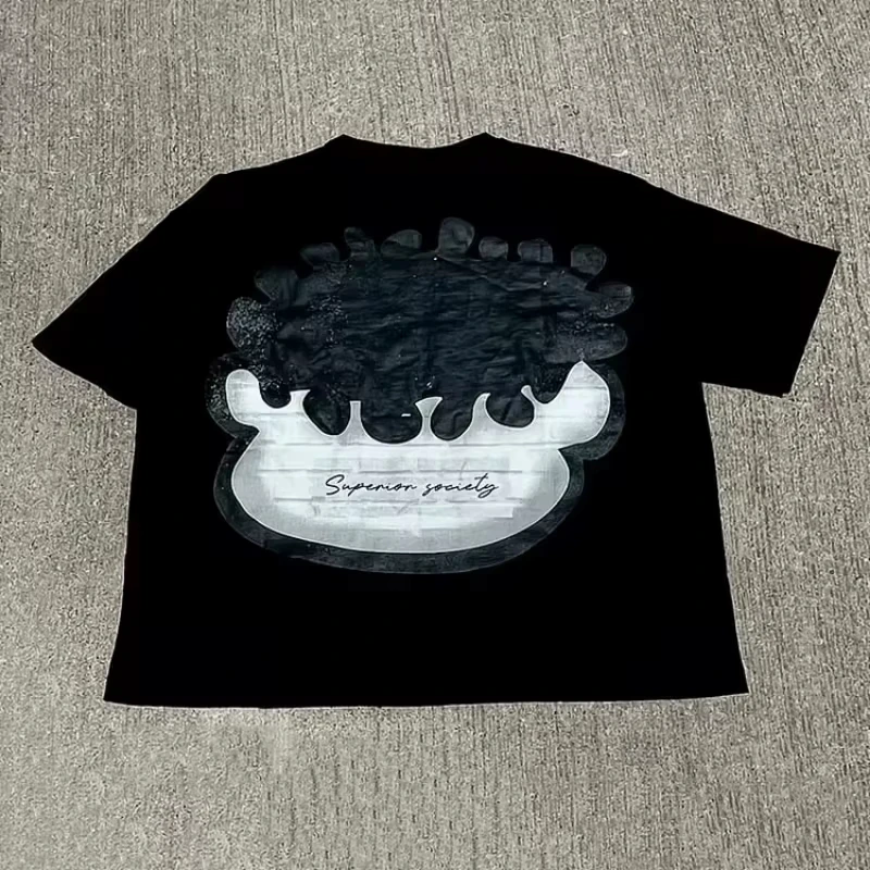 2025 خمر وجه كبير الجرافيك طباعة القطن تي شيرت الرجال Y2K الصيف قصيرة الأكمام Vintage المعتاد التي شيرت الشارع الشهير النساء بلايز