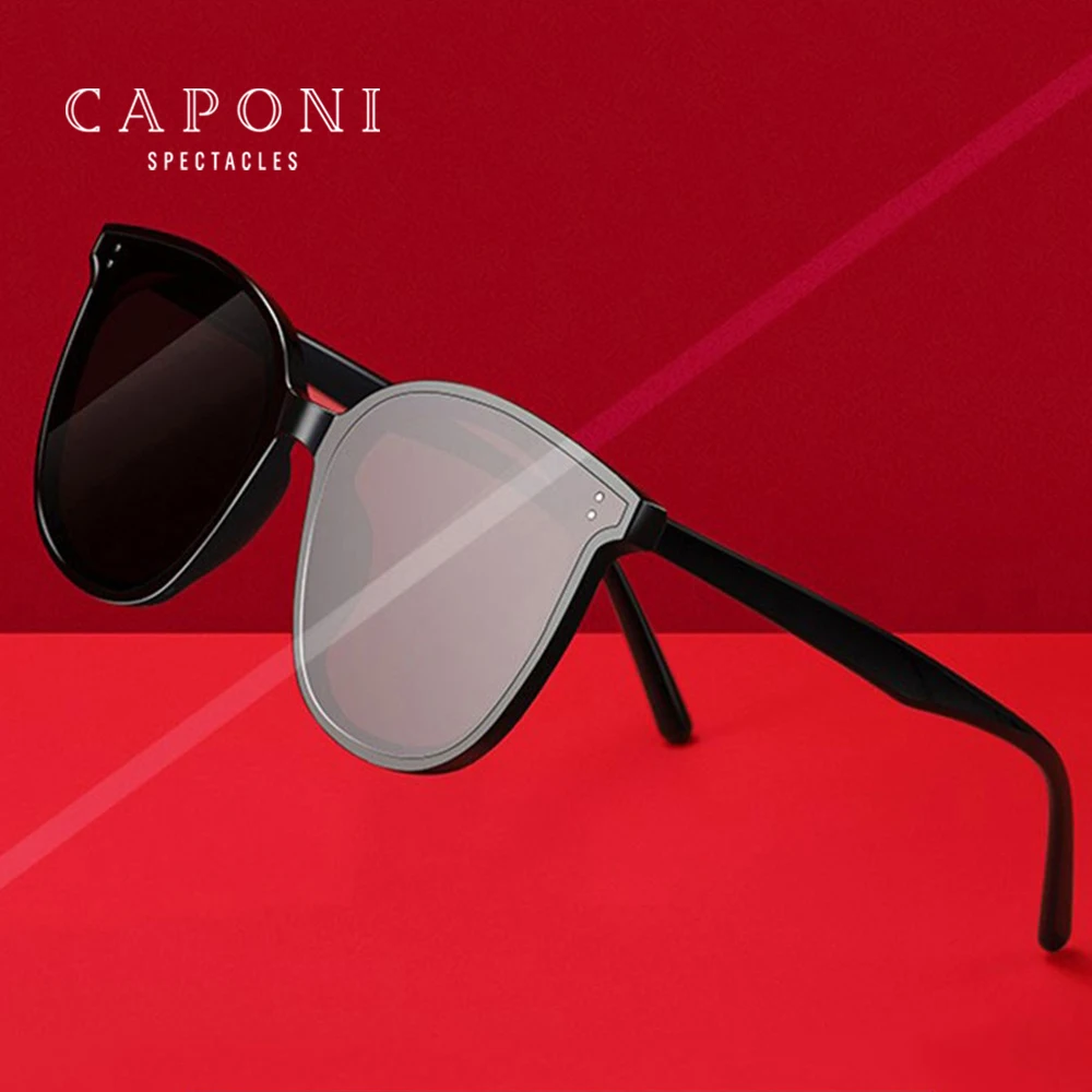 

CAPONI Square Style Sun Glasses Nylon UV400 Protection Brand Designer Outdoor Eyewear Driving TR-90 Sunglasses For Men CP7452