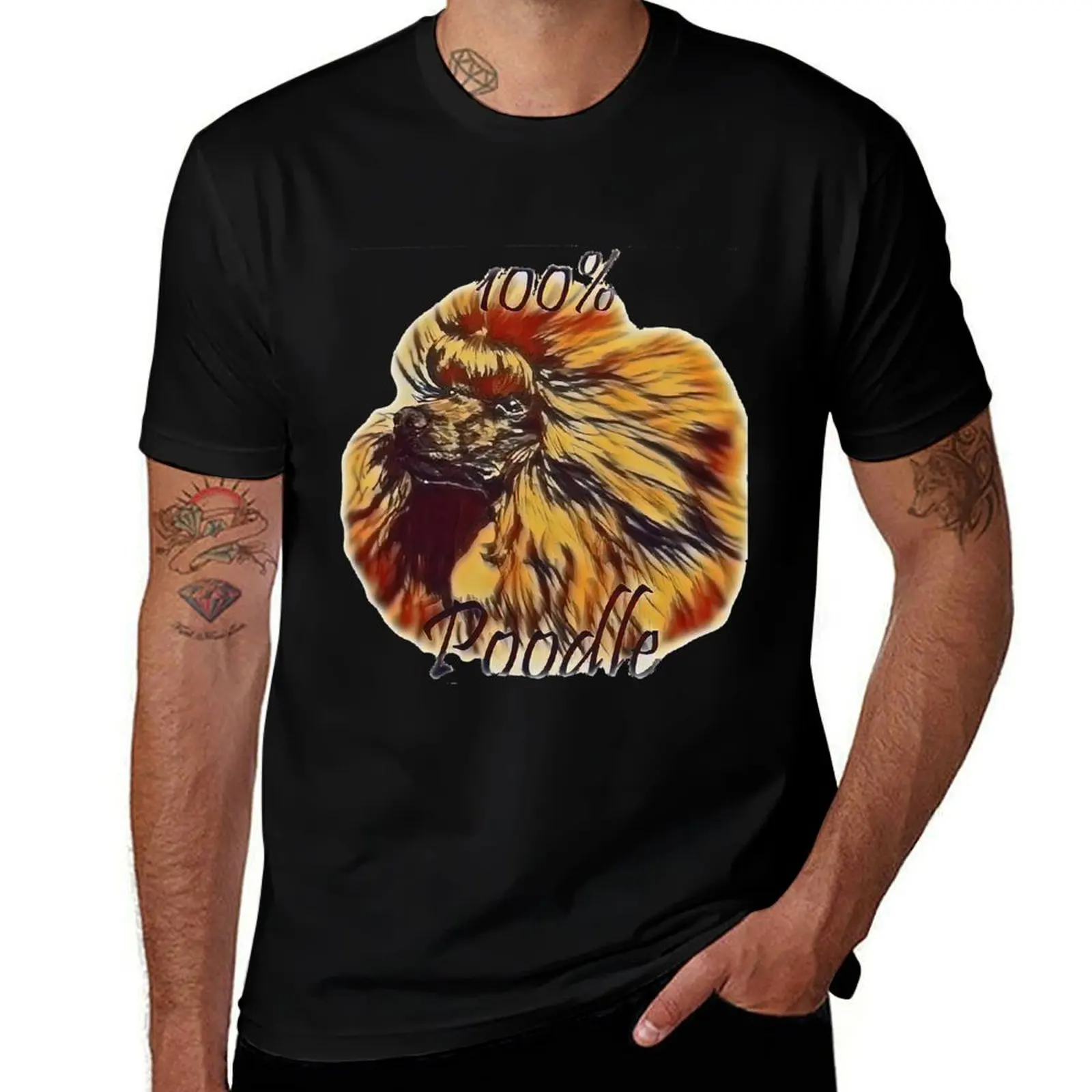 100% Poodle Apricot/Red T-Shirt Tough Fabric Work Tee