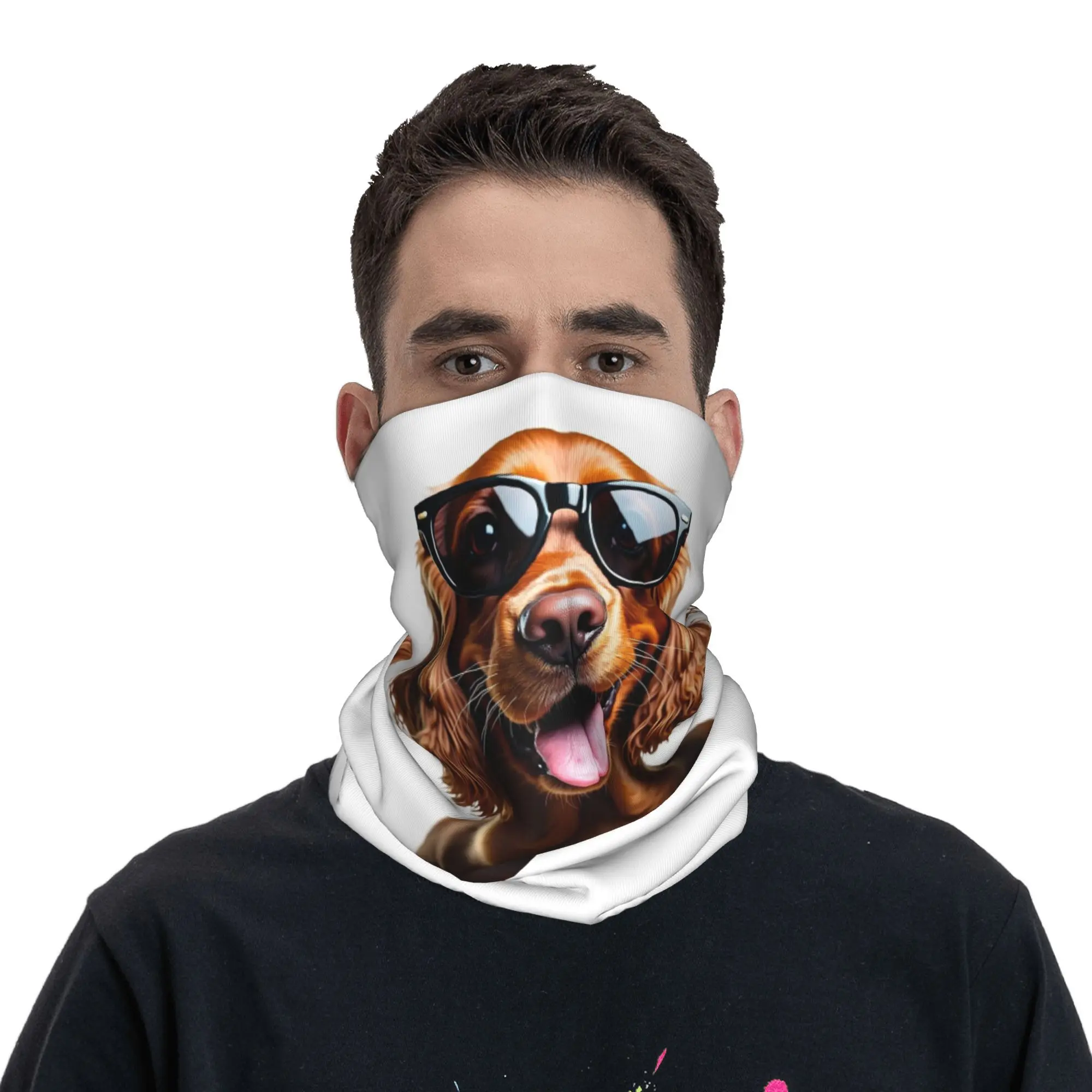 

Забавный крутой кокер-спаниель в солнцезащитных очках, бандана, чехол на шею, волшебный шарф с принтом, многофункциональная маска для лица, бег для мужчин и женщин