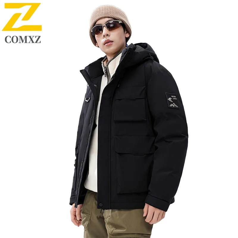 COMXZ Men Bread Jacket Classic Hooded Workwear Waterproof Thick Warm Adventure Padded Jacket Street High-Quality Winter Jacket