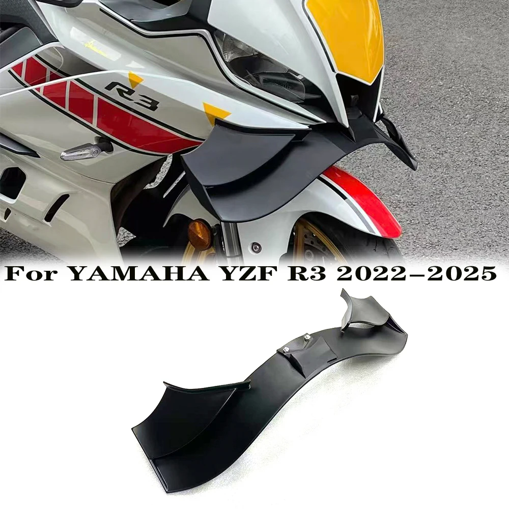 

For YAMAHA R3 2022 2023 24 2025 modify the competitive lower lip spoiler large front lip undamaged straight-up side edge spoiler