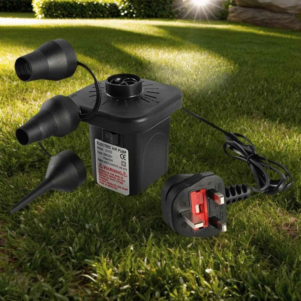 Electric Air Pump with 3 Nozzles Portable Air Mattress Pump Inflator/Deflator Pumps for Inflatables Swimming Ring